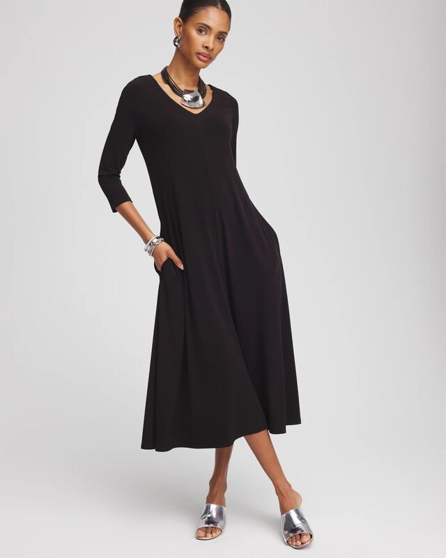 V-Neck Jersey Midi Dress - image 1